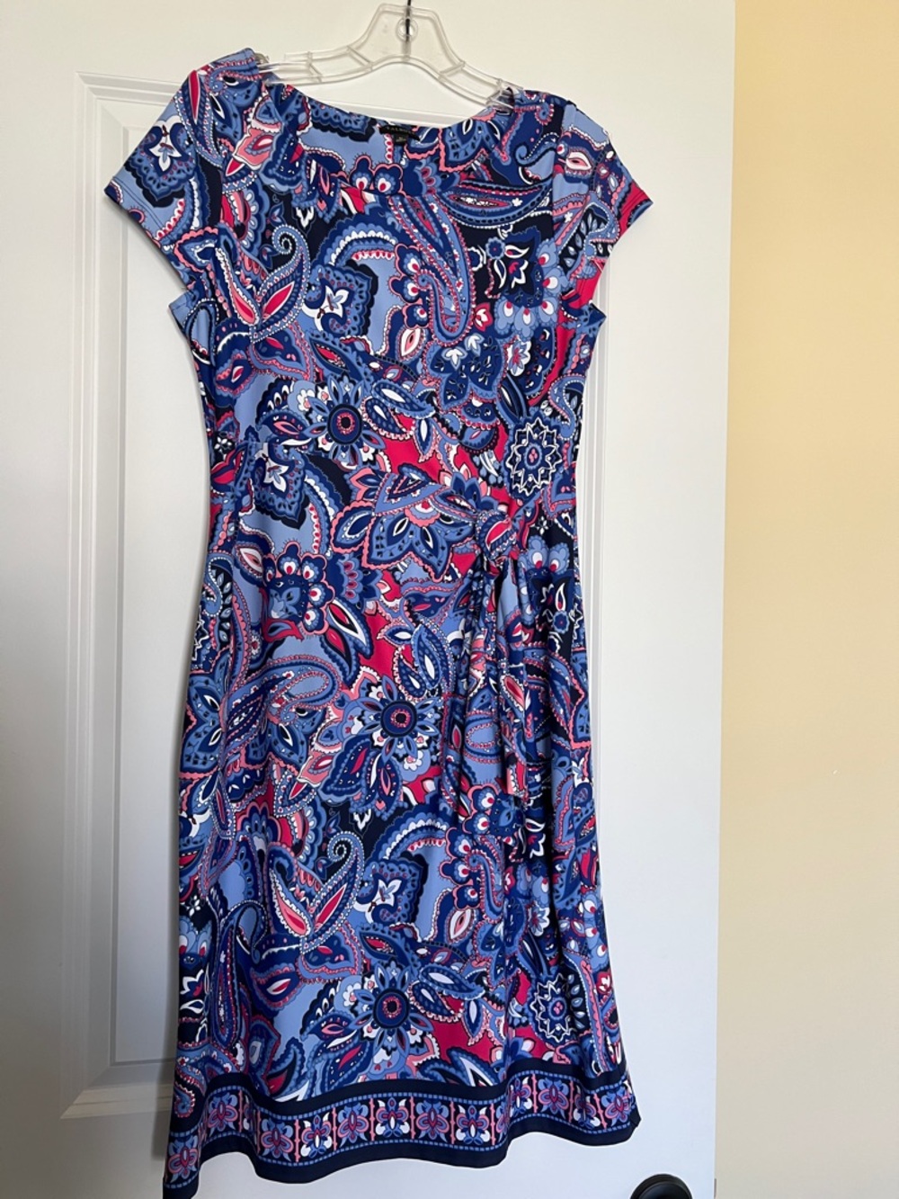 Talbots Blue and Pink Paisley Midi Wrap Dress